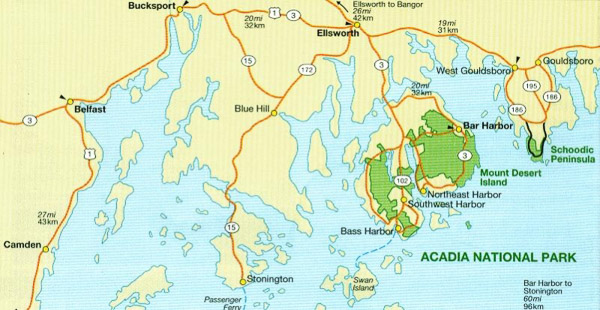 Map illustrating Acadia National Park