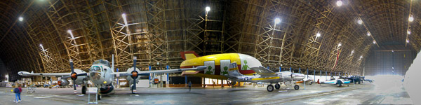 Tillamook Air Museum, B-17 and interior of blimp hanger