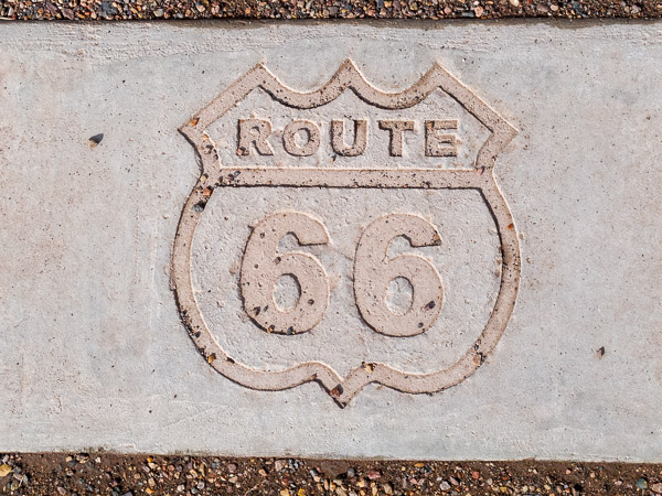 Route 66 crossing in Retrified Forest National Park, Holbrook, AZ