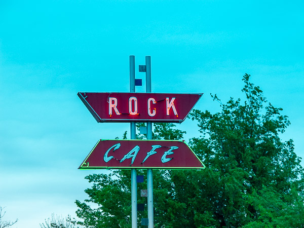 Rock Cafe sign in Stroud, OK