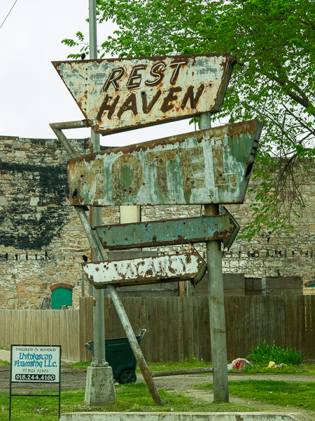 Rest Haven Motel sign along Route 66 in Afton, OK