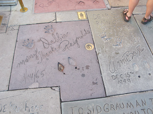Grauman's Chinese Theatre footprints Debbie reynolds and Anne Baxter