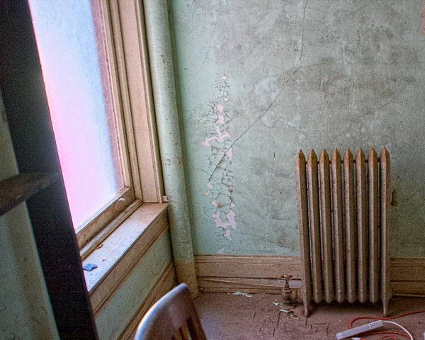 Preston Castle/Preston School of Industry. peeling paint and radiator