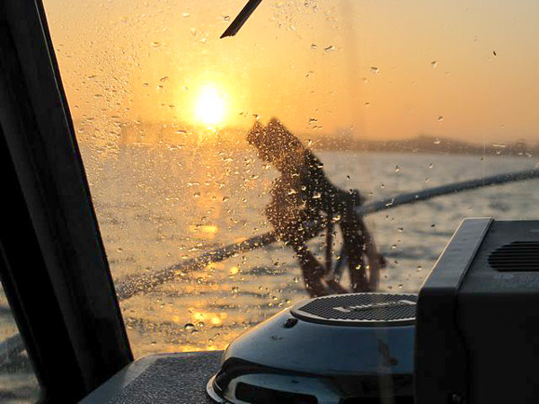 Sturgeon fishing on Suison Bay, leaving Vallejo