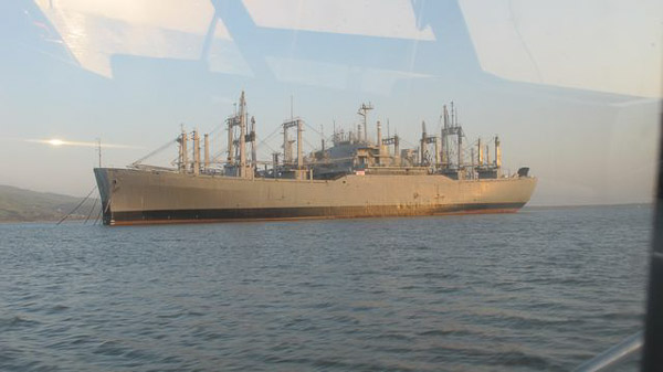 Sturgeon fishing on Suison Bay, mothball fleet