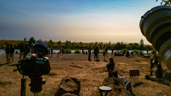Everyone watching the totality of the eclipse. That's Luke in the foreground leaning against the rock and shooting the eclipse.