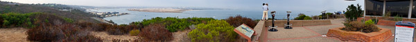 Cabrillo National Monument view of San Diego harbor, Coranado and North Island Navy base