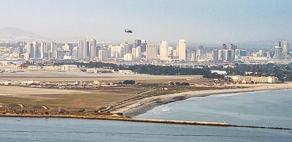 Coranado, North Island Navy Base and the San Diego skyline